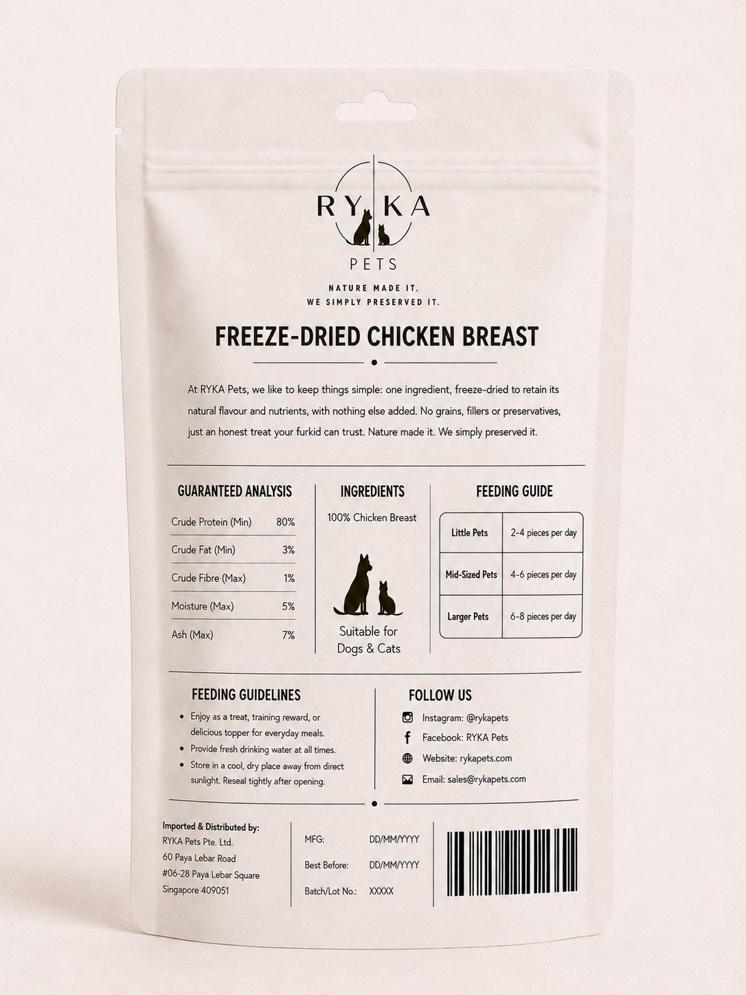 Ryka Pets 100% Freeze-Dried Chicken Treats 100g