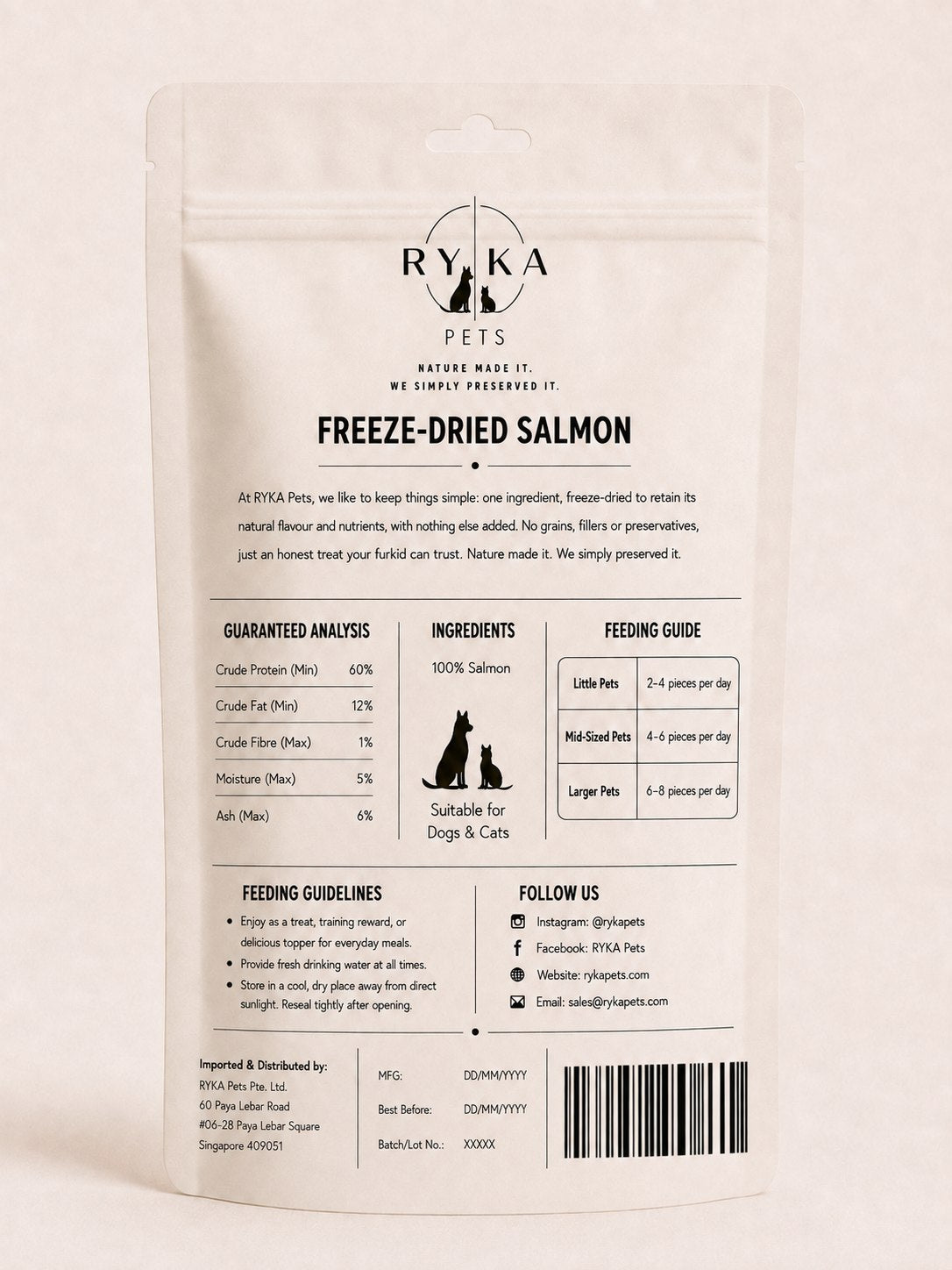 Ryka Pets 100% Freeze-Dried Salmon Treats 100g