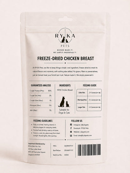 Ryka Pets 100% Freeze-Dried Chicken Treats 100g